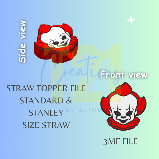 SCARY CLOWN STRAW TOPPER STL FILE