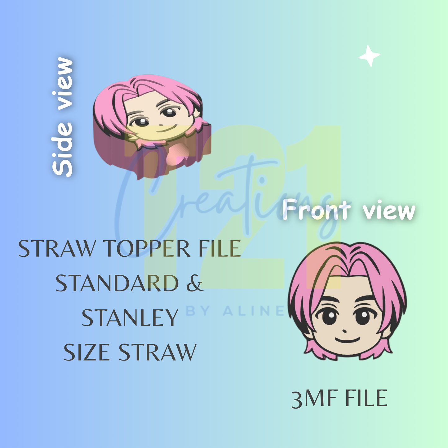 BOY 1 STRAW TOPPER STL FILE