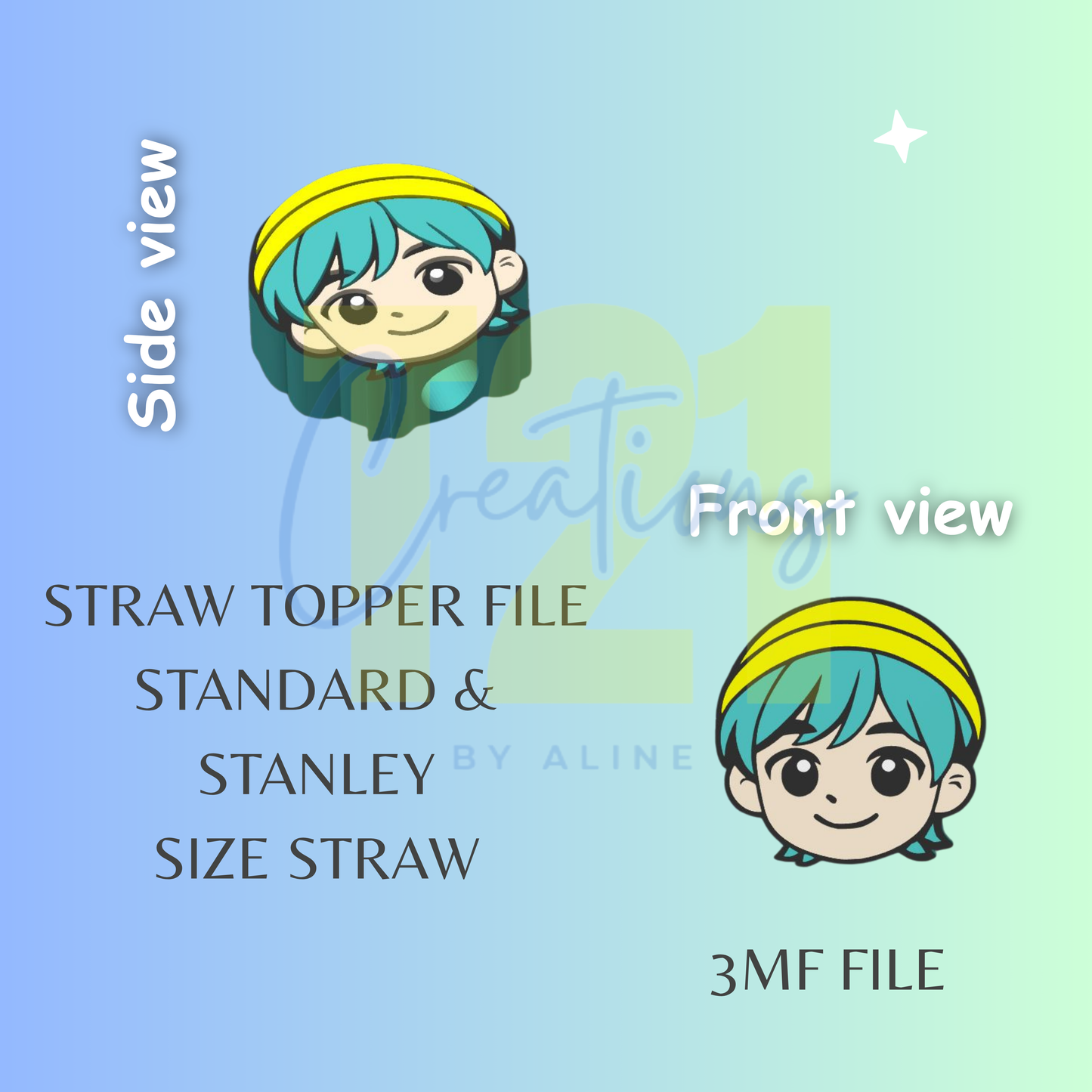 BOY 2 STRAW TOPPER STL FILE