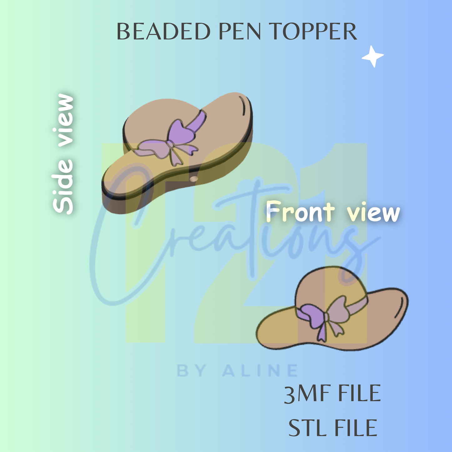 BEACH HAT PEN TOPPER STL FILE