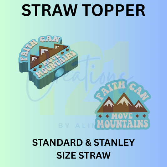 FAITH MOVES MOUNTAINS STRAW TOPPER