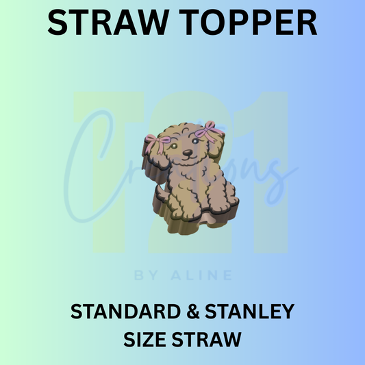 GIRL PUPPY STRAW TOPPER