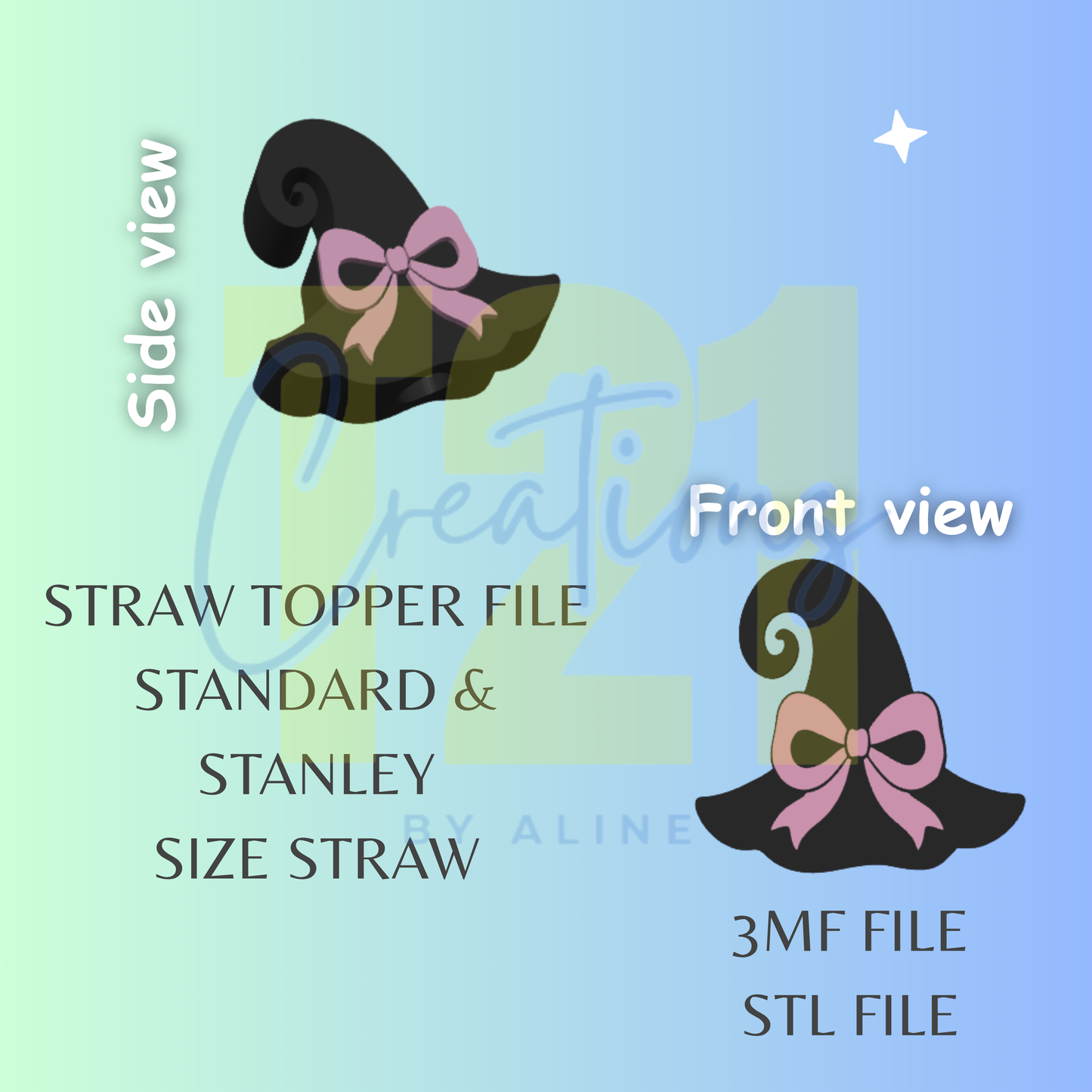 WITCH HAT STRAW TOPPER STL FILE