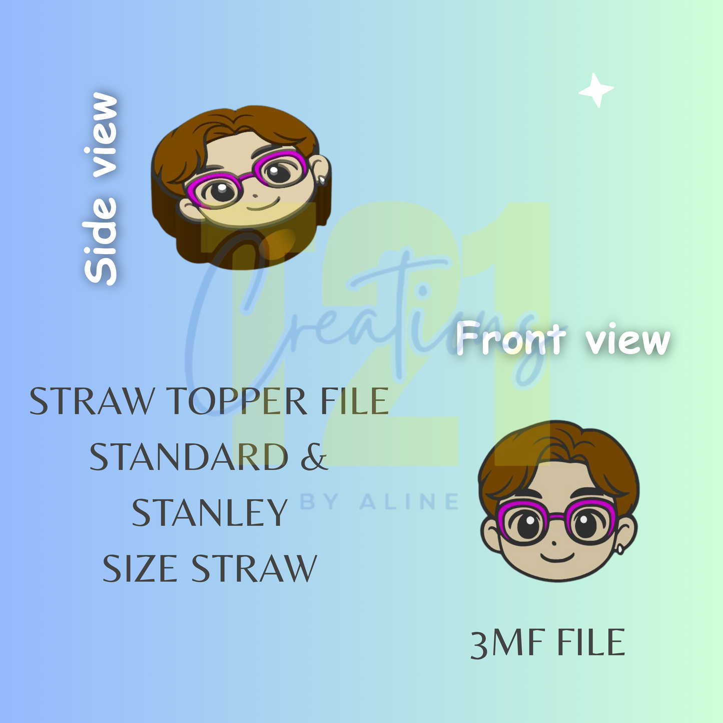 BOY 4 STRAW TOPPER STL FILE