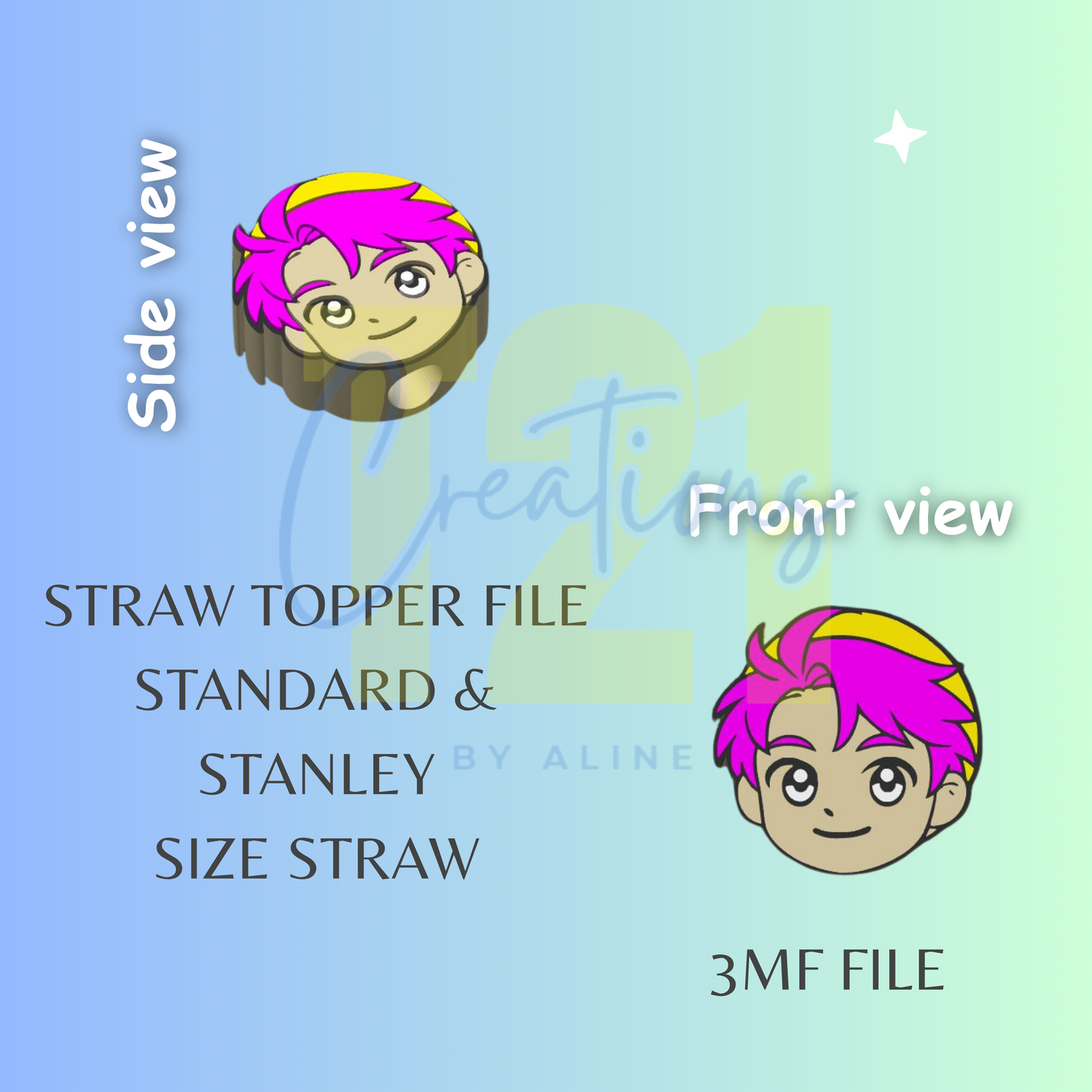 BOY 5 STRAW TOPPER STL FILE