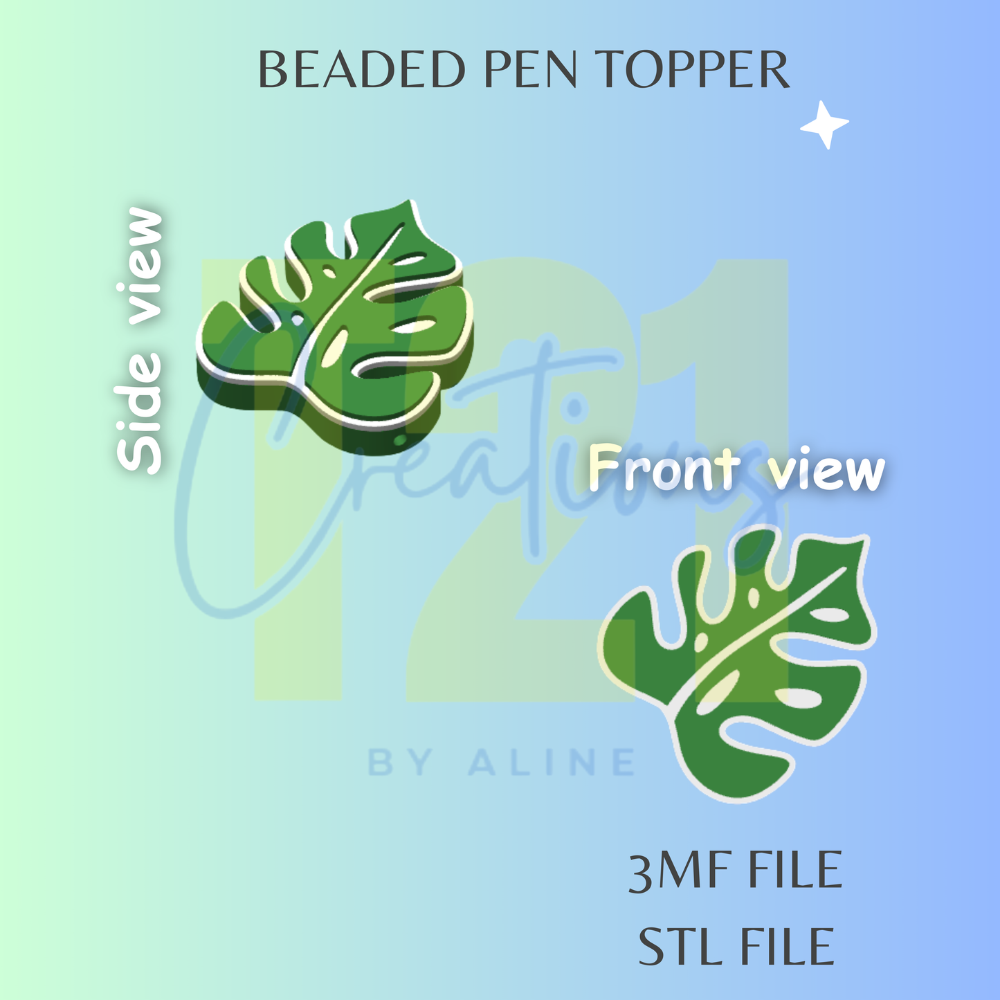 MONSTERA PEN TOPPER STL FILE