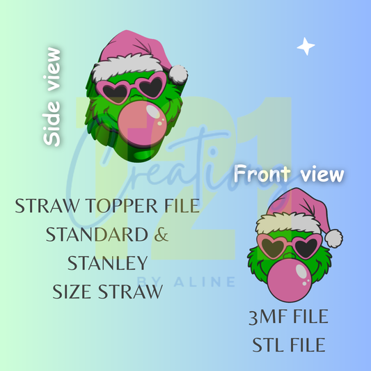 BUBBLE GUM GROUCH STRAW TOPPER STL FILE