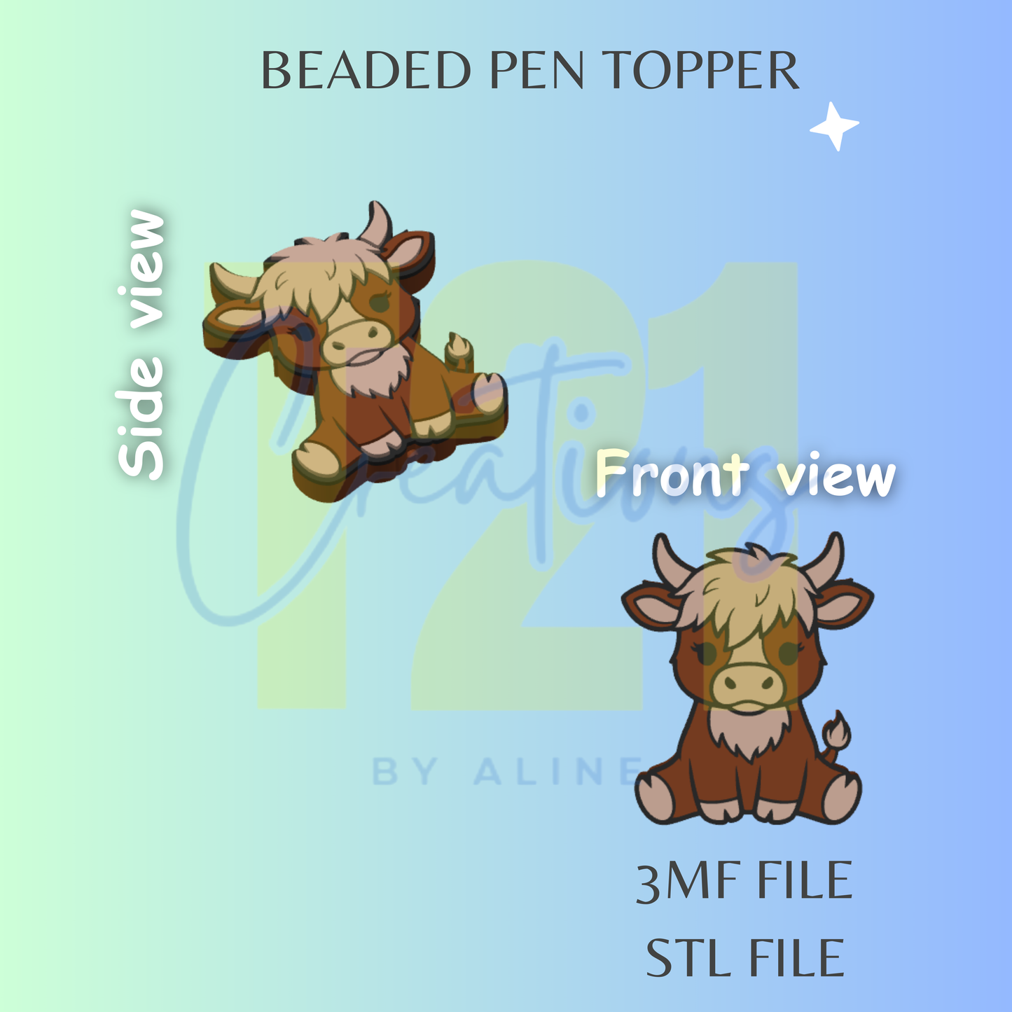 COW PEN TOPPER STL FILE