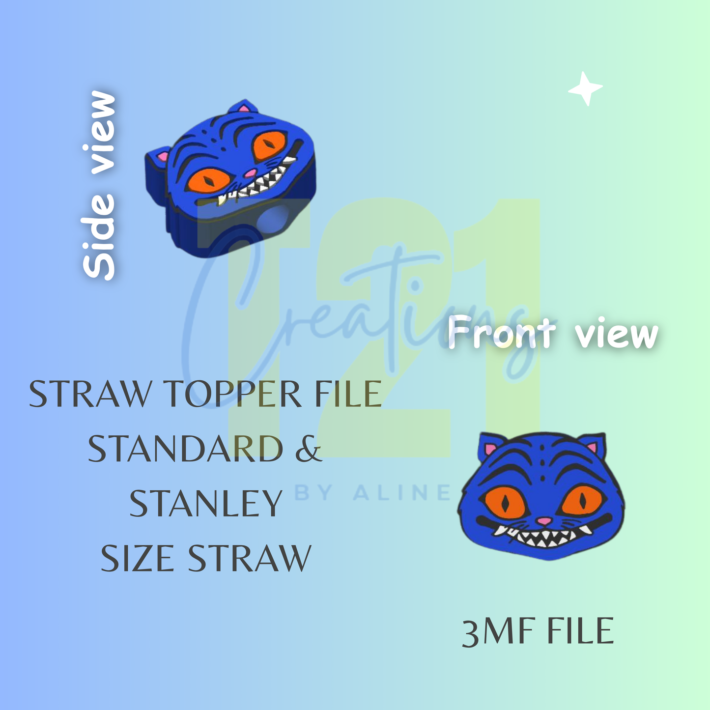 CAT D STRAW TOPPER STL FILE