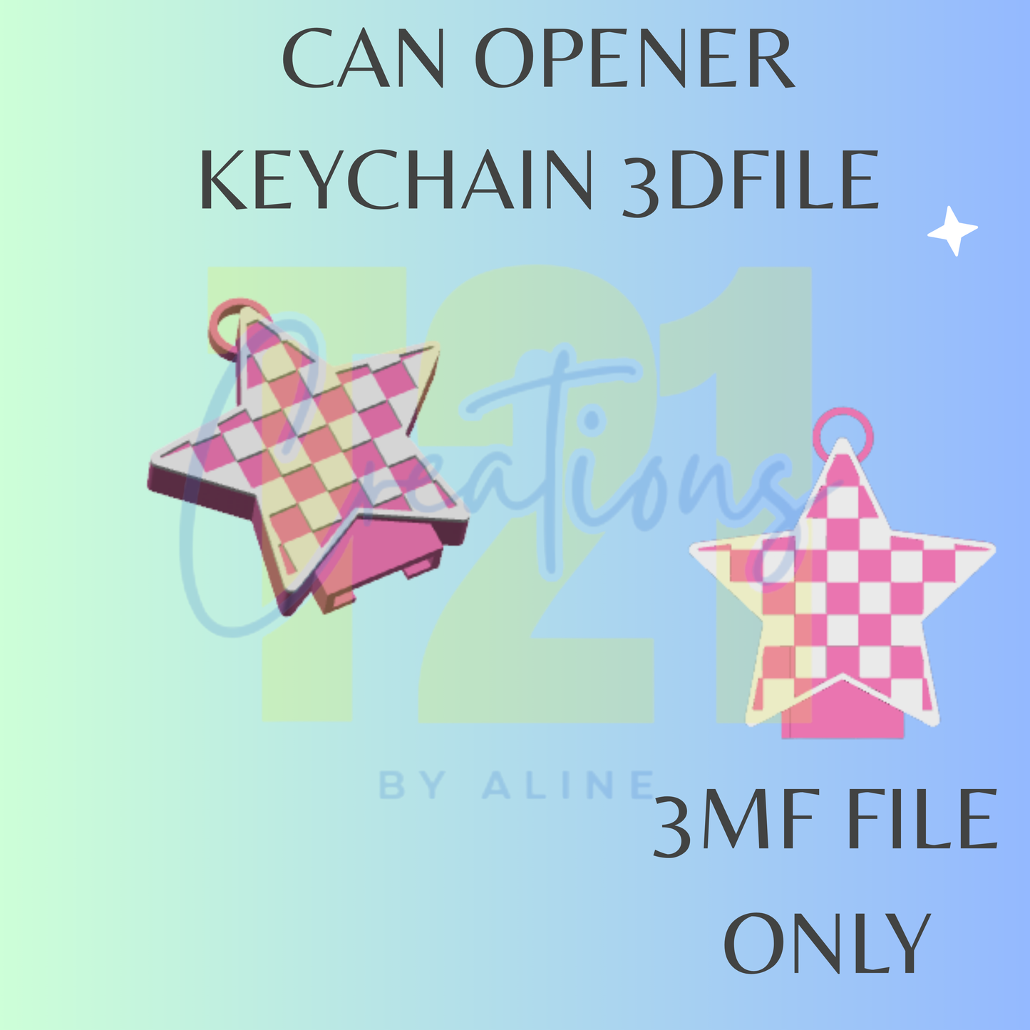 CHECKERED STAR CAN OPENER 3MF FILE