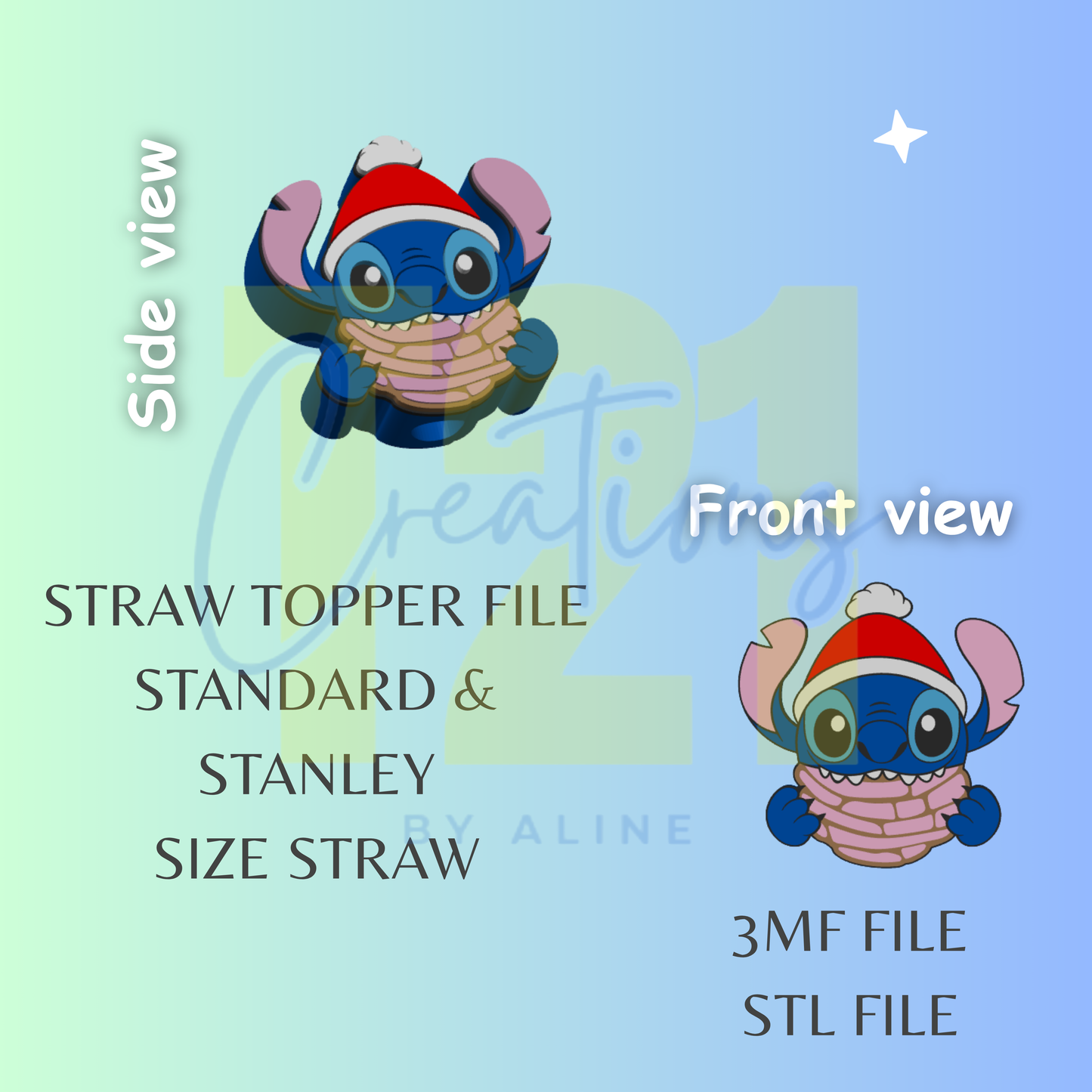 XMAS CONCHA BLUE ALIEN STRAW TOPPER STL FILE