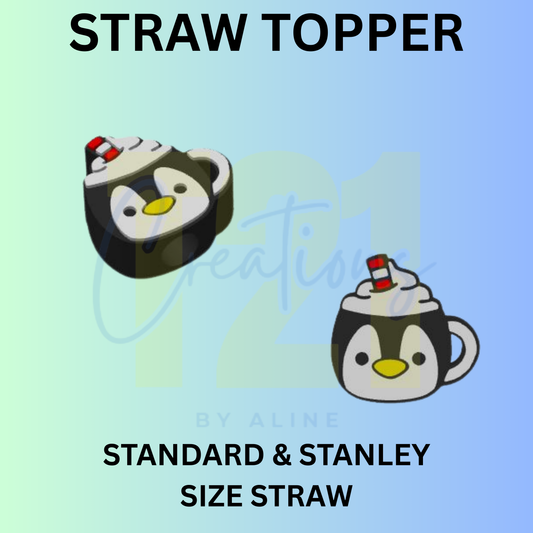 PENGUIN MUG STRAW TOPPER