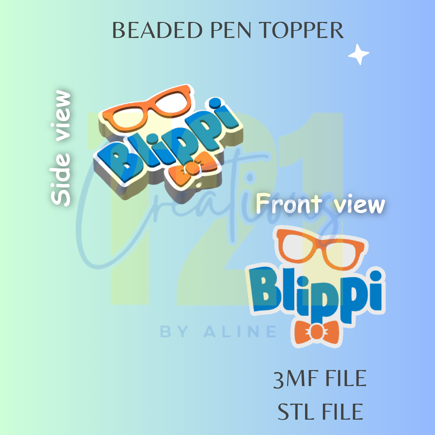 ORANGE GLASSES PEN TOPPER STL FILE
