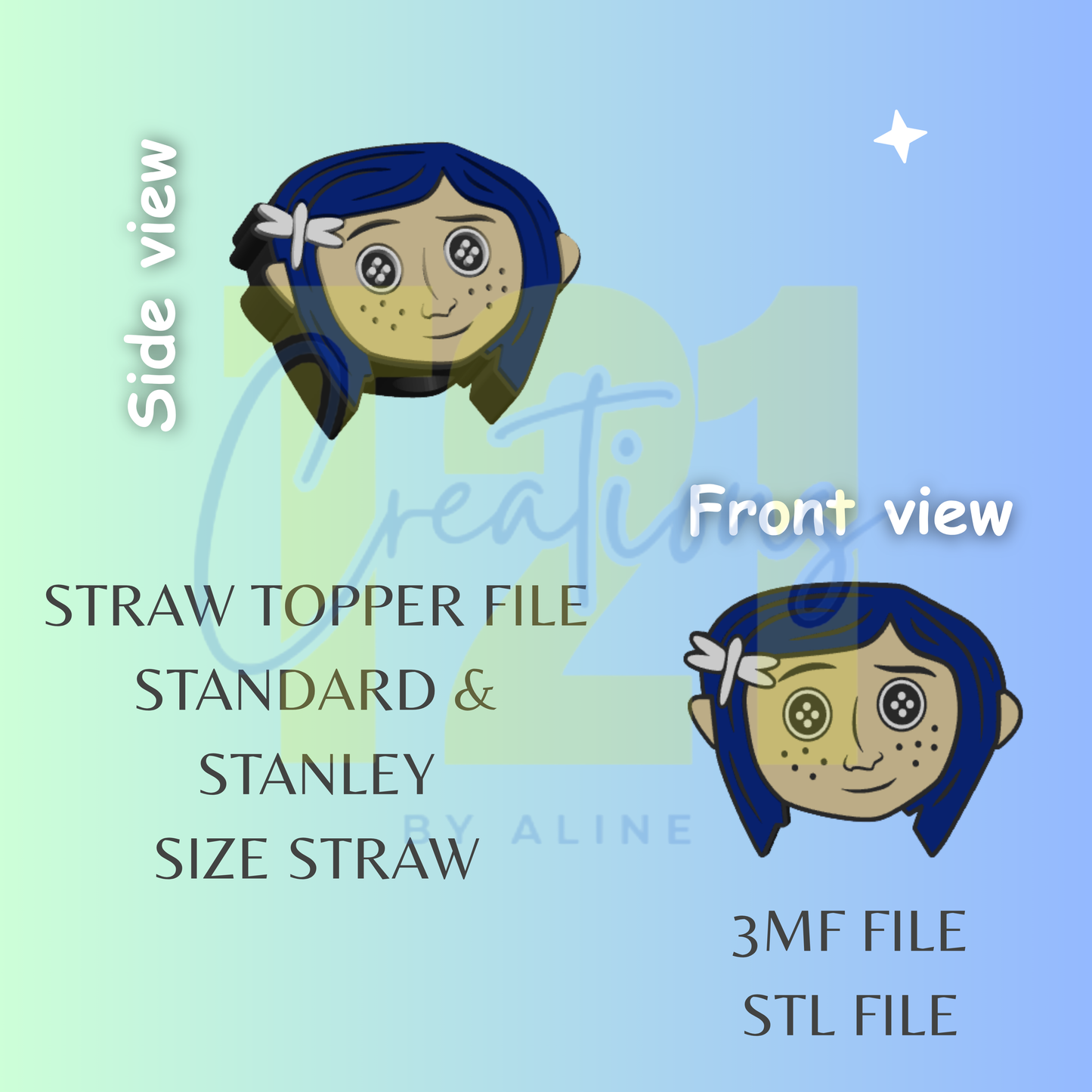CORA-LINE 2 STRAW TOPPER STL FILE