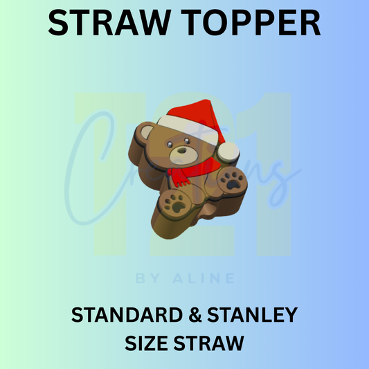 XMAS BEAR STRAW TOPPER