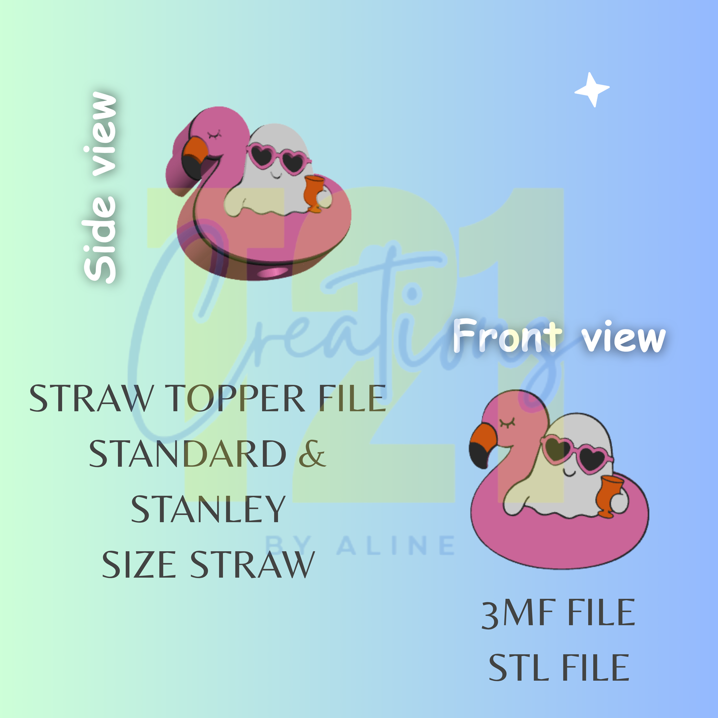 SUMMER GHOST STRAW TOPPER STL FILE