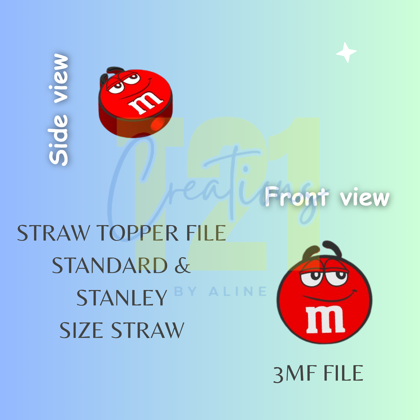 RED MM STRAW TOPPER STL FILE