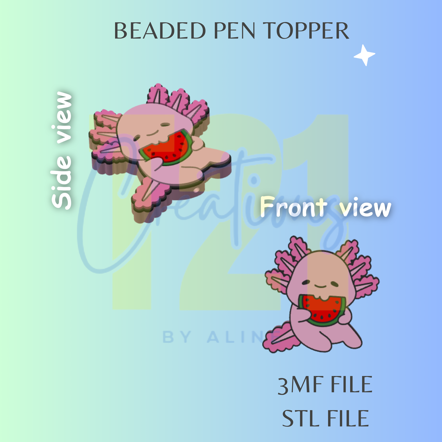 AXOLOTL PEN TOPPER STL FILE