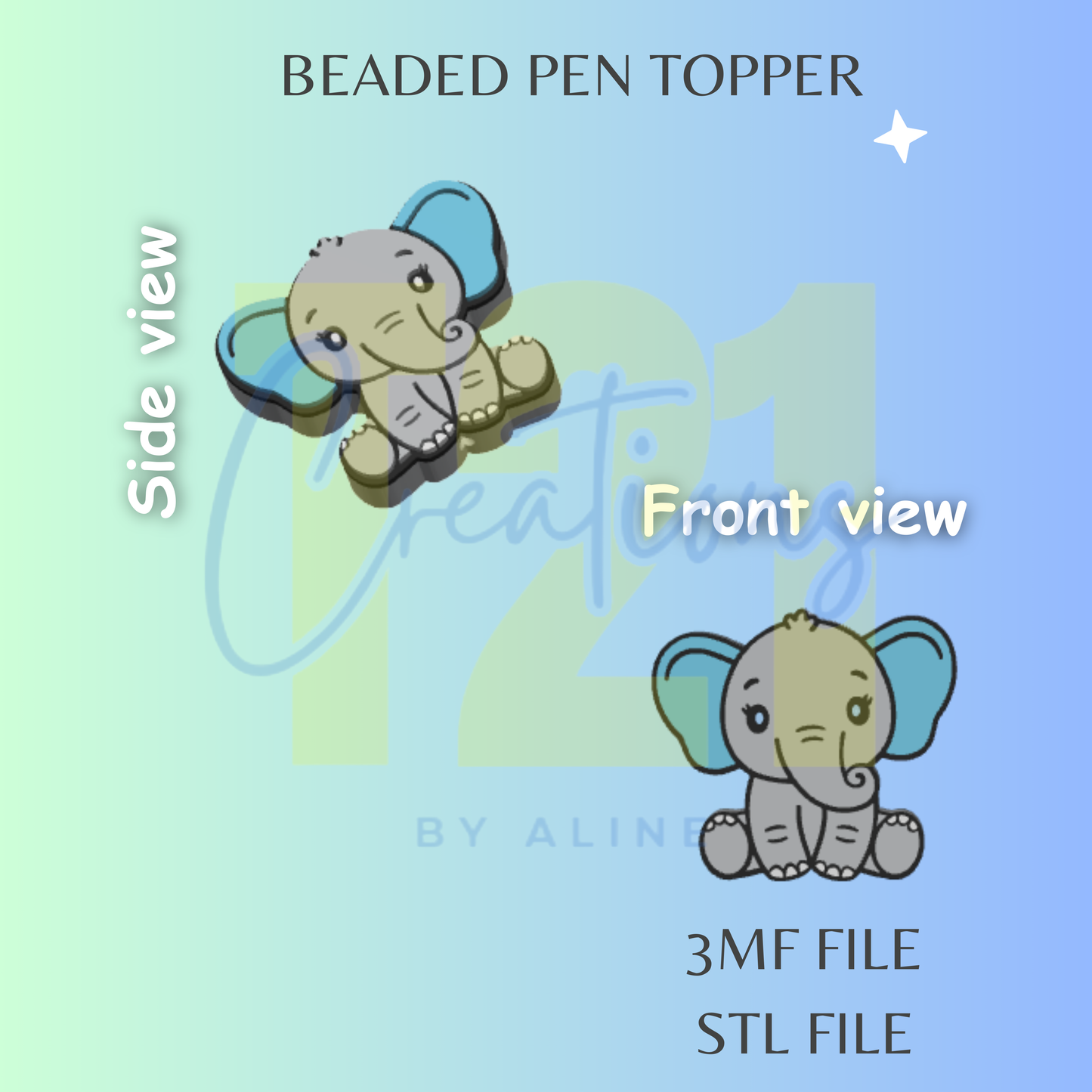 BOY ELEPHANT PEN TOPPER STL FILE