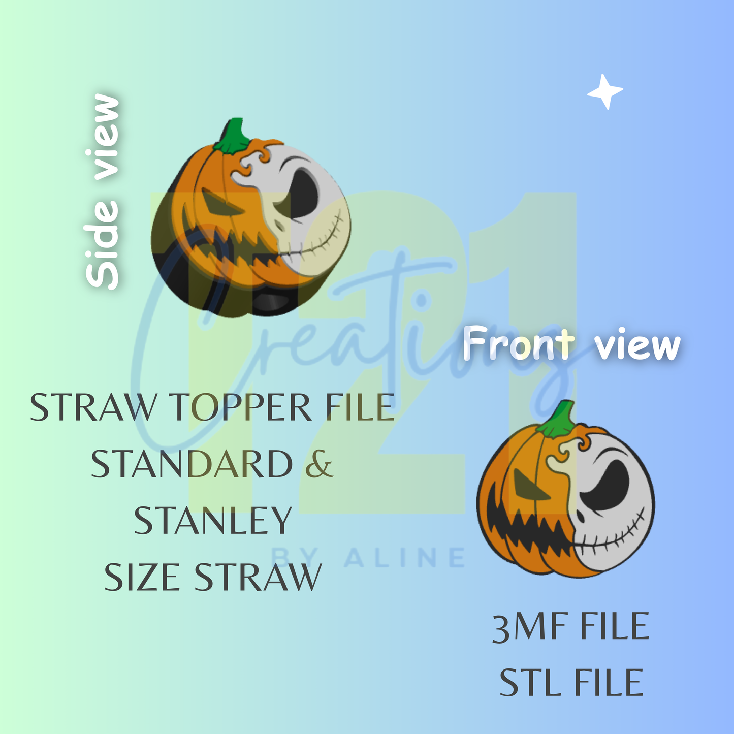 JACK PUMPKIN STRAW TOPPER STL FILE