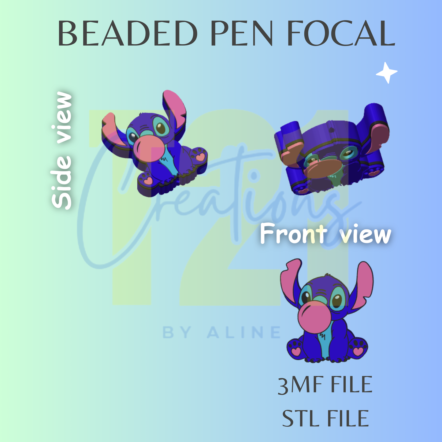 BUBBLE BLUE ALIEN PEN FOCAL STL FILE