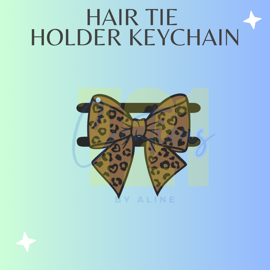 ANIMAL PRINT BOW HAIR TIE HOLDER KEYCHAIN
