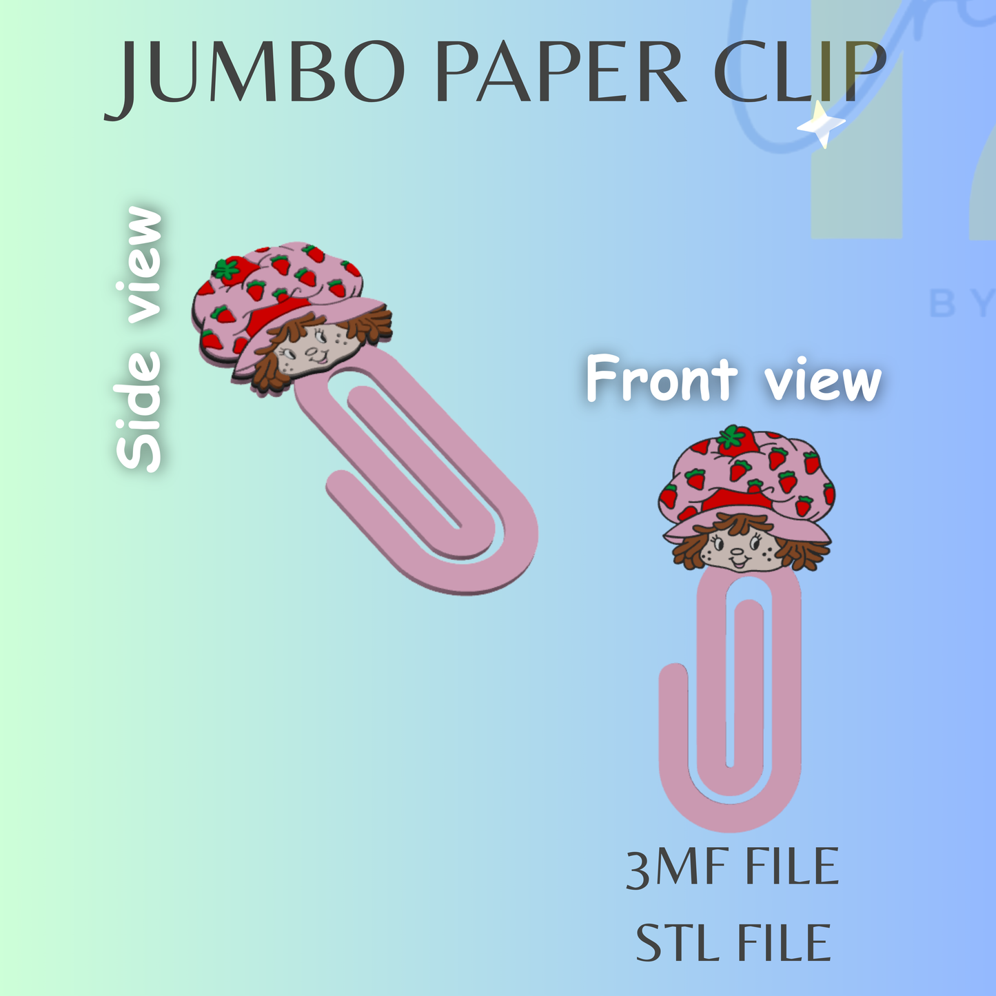 STRAWBERRY GIRL JUMBO PAPER CLIP STL FILE
