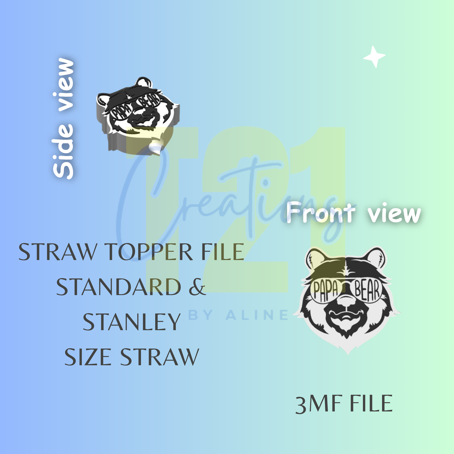 PAPA BEAR STRAW TOPPER STL FILE