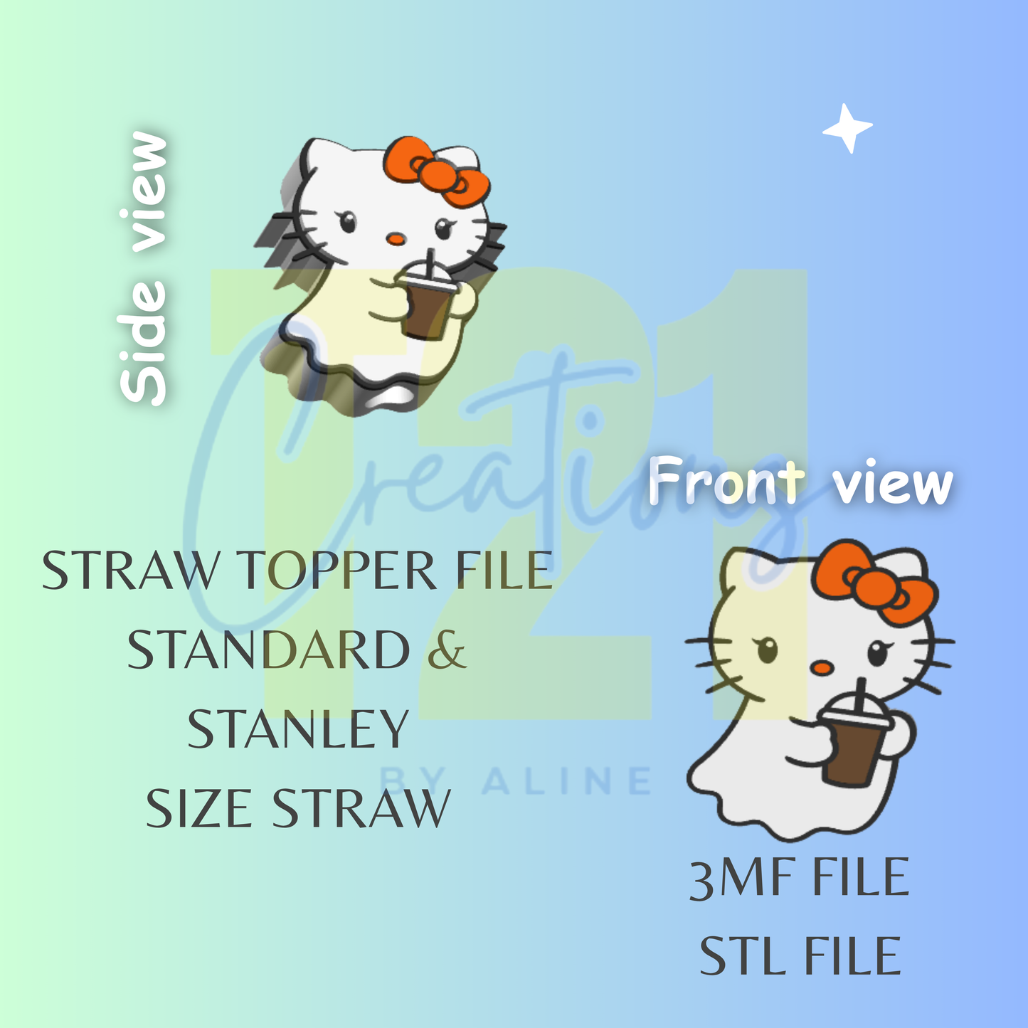 H-K GHOST STRAW TOPPER STL FILE