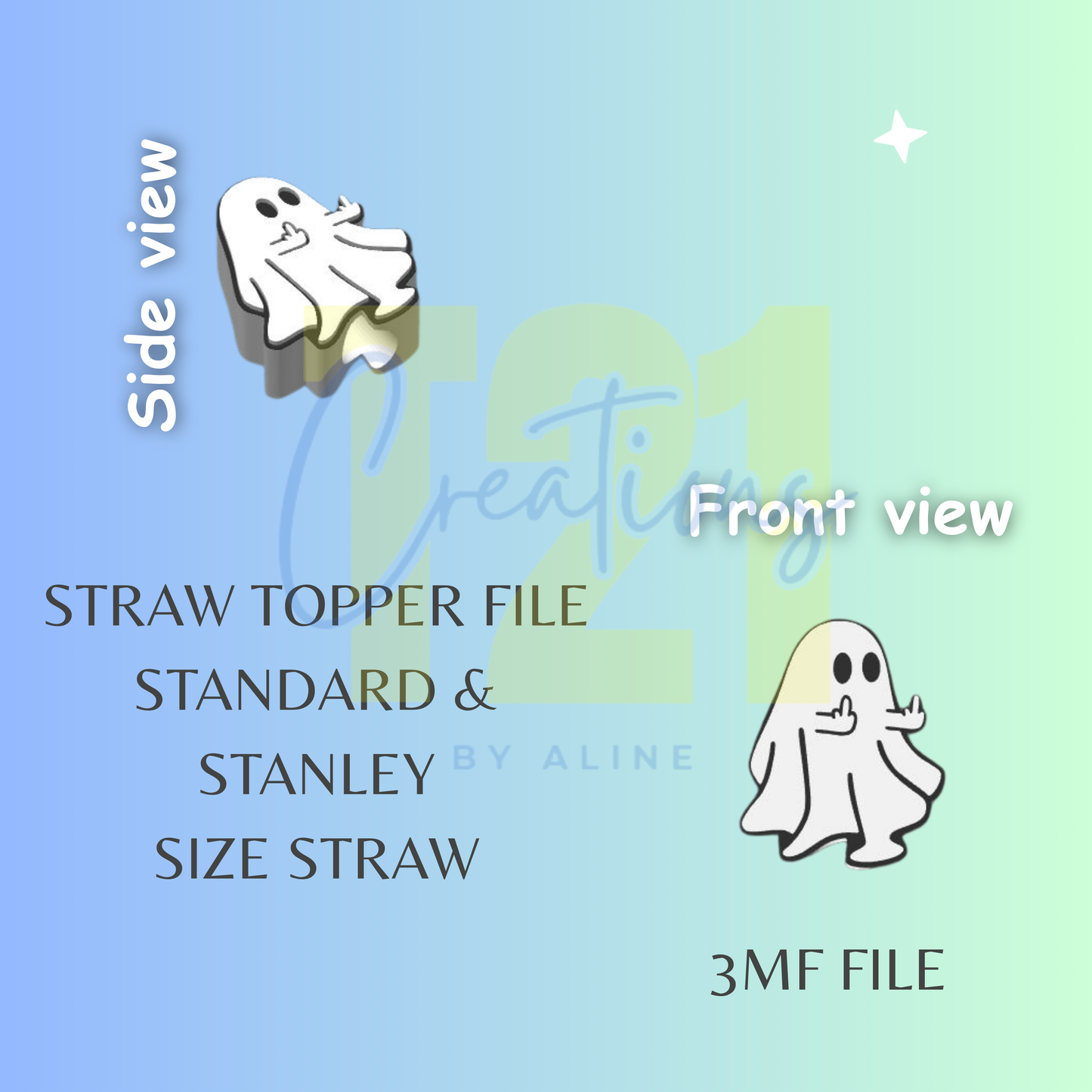 SASSY GHOST STRAW TOPPER STL FILE