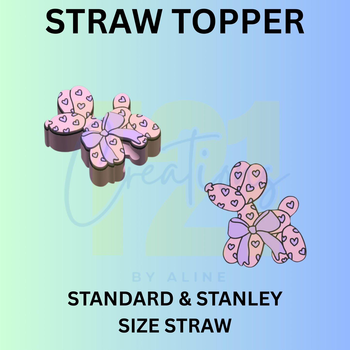 BALLON DOG HEARTS STRAW TOPPER