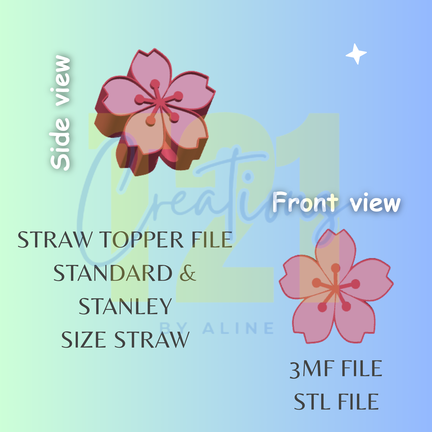 CHERRY BLOSSOM STRAW TOPPER STL FILE