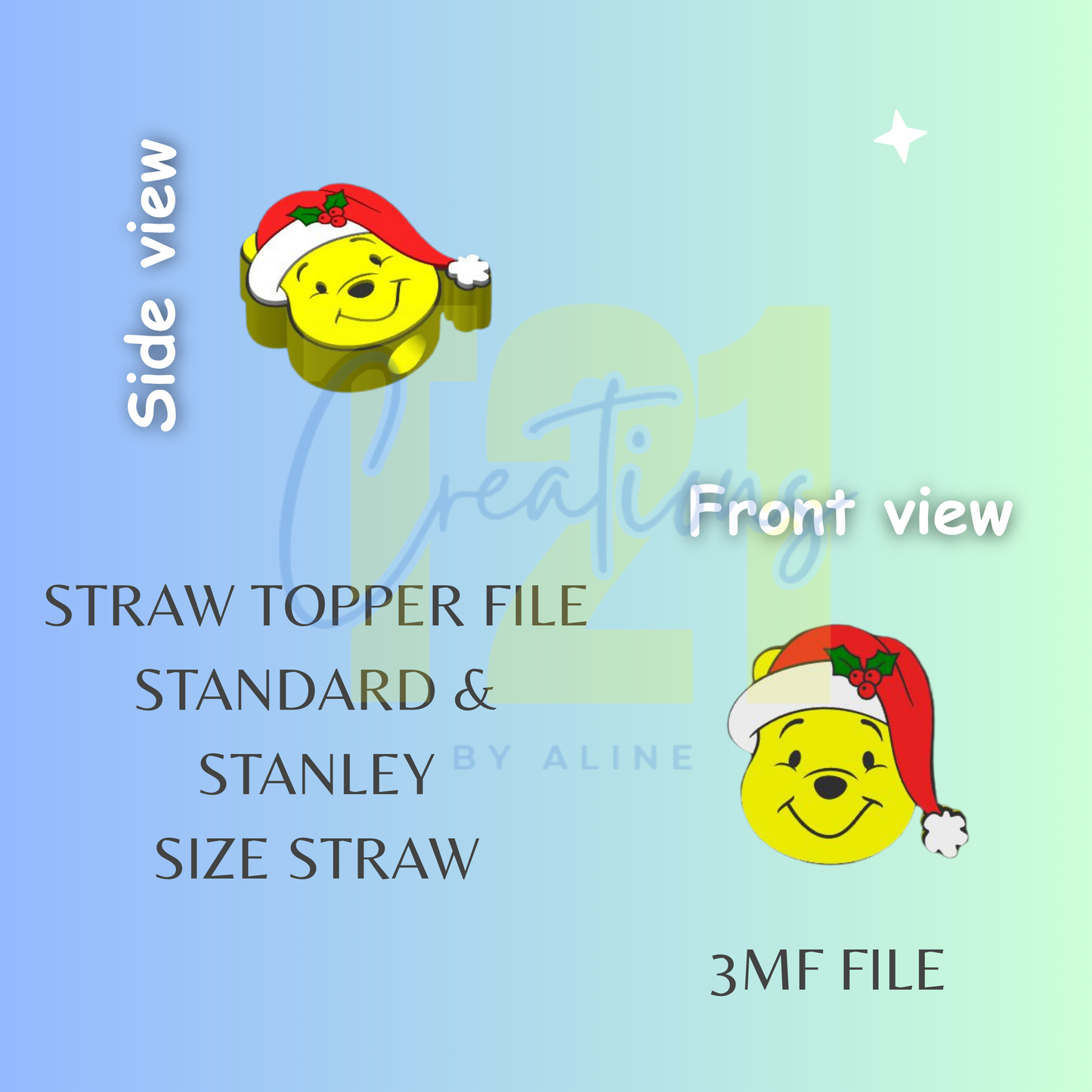 XMAS HONEY BEAR STRAW TOPPER STL FILE