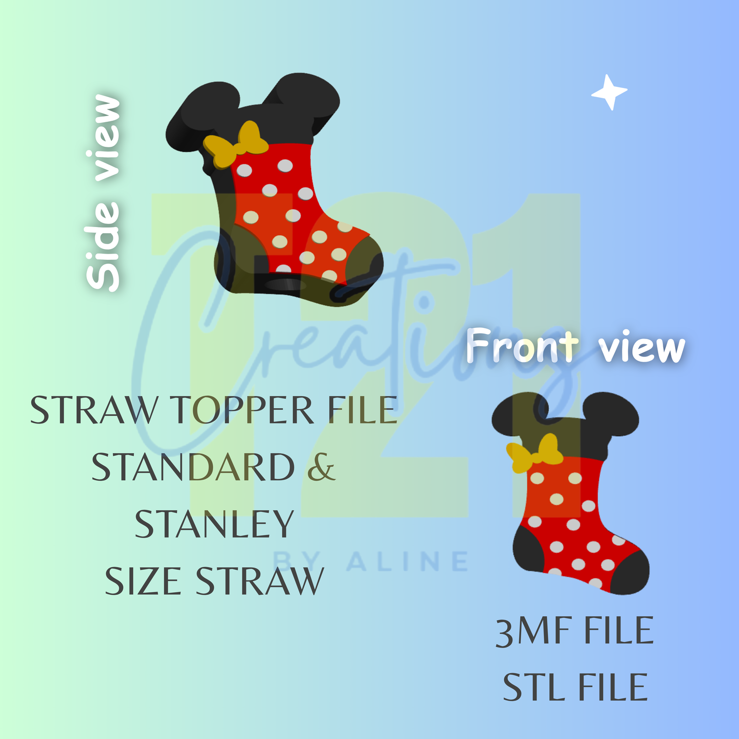 GIRL MOUSE STOCKING STRAW TOPPER STL FILE