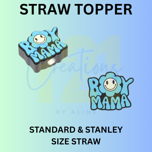 BOY MOM STRAW TOPPER