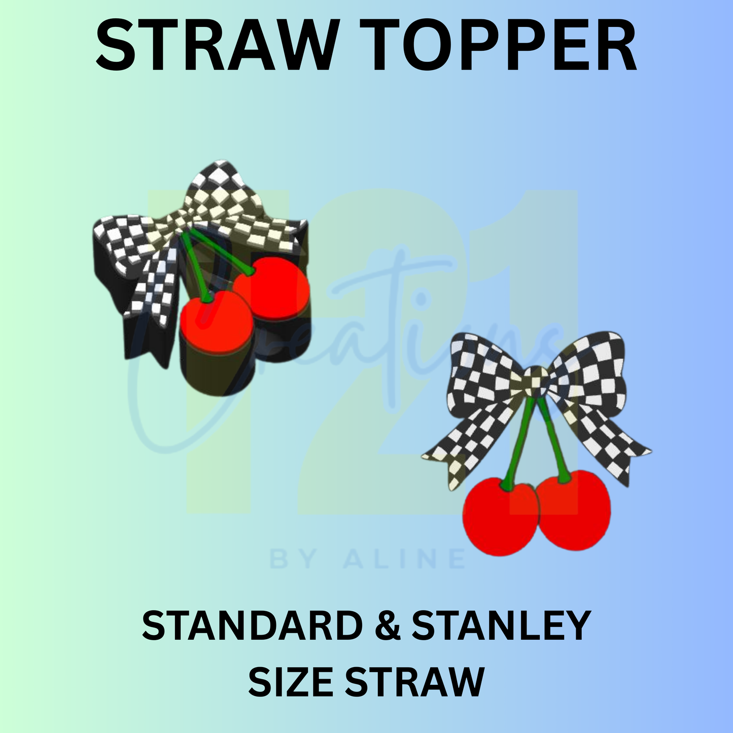 CHECKER CHERRIES STRAW TOPPER