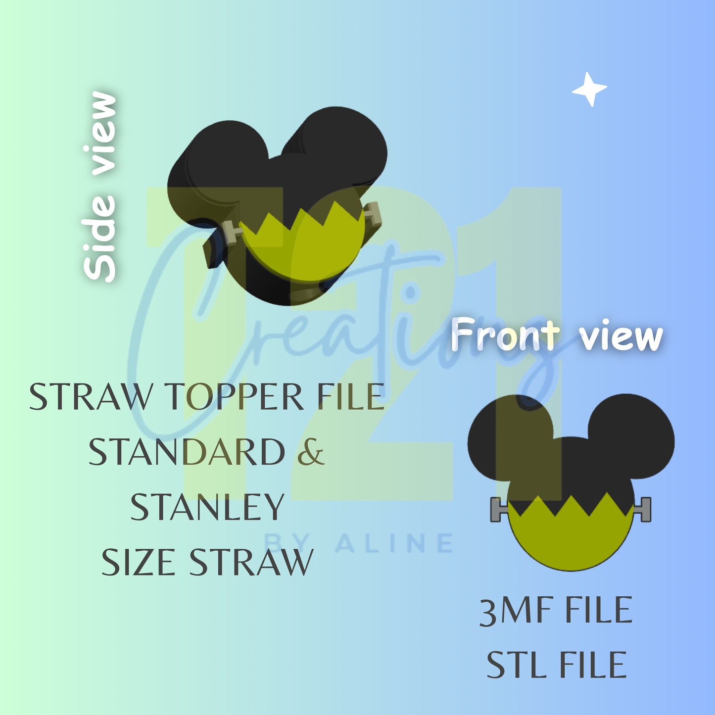 BOY MOUSE ZOMBIE STRAW TOPPER STL FILE