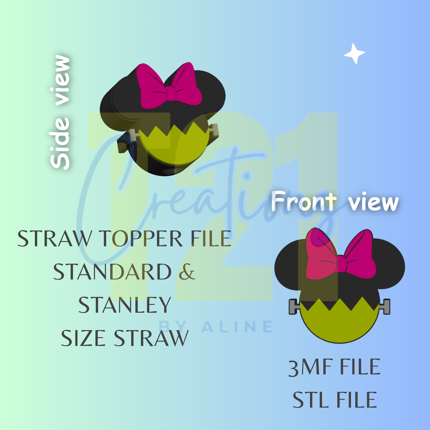 GIRL MOUSE ZOMBIE STRAW TOPPER STL FILE