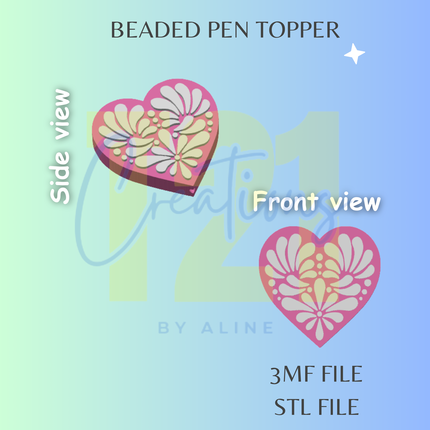TALAVERA HEART PEN TOPPER STL FILE