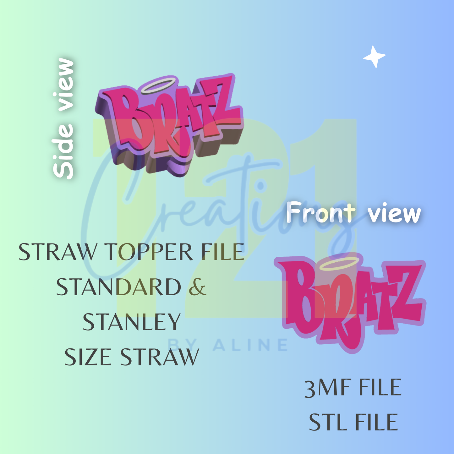 DOLLS NAME STRAW TOPPER STL FILE