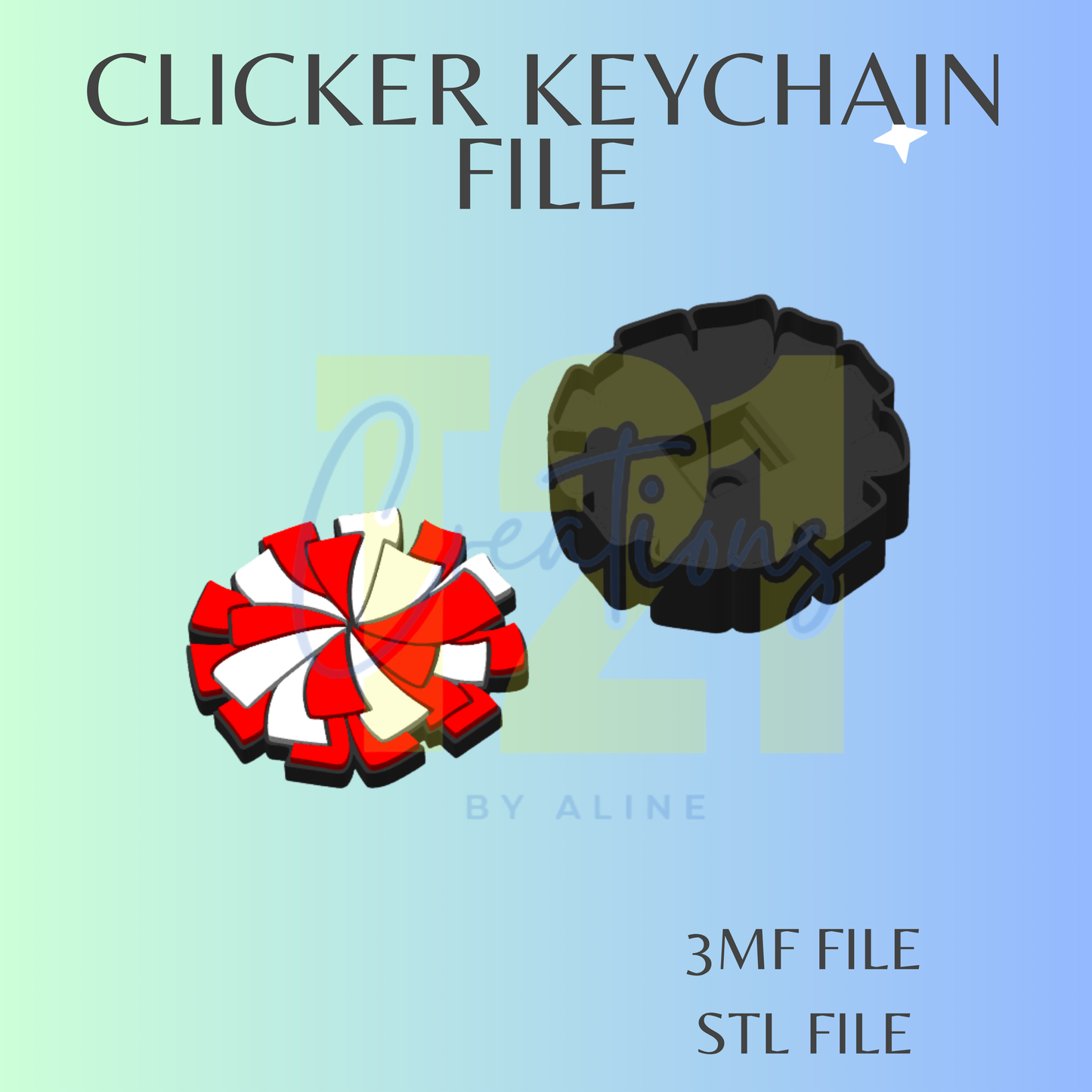 CHEER CLICKER KEYCHAIN STL FILE