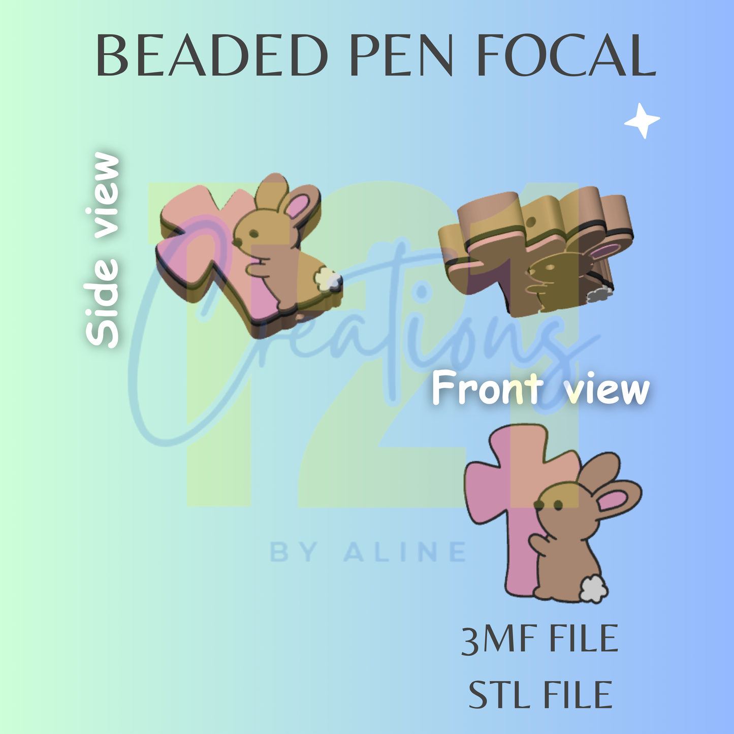 CROSS WITH BUNNY PEN FOCAL STL FILE