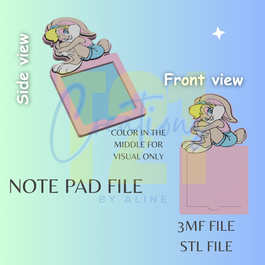 SASSY BUNNY NOTE PAD STL FILE