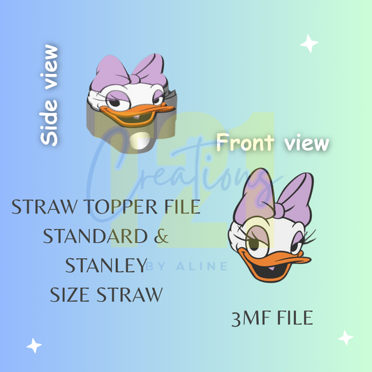 GIRL DUCK STRAW TOPPER STL FILE
