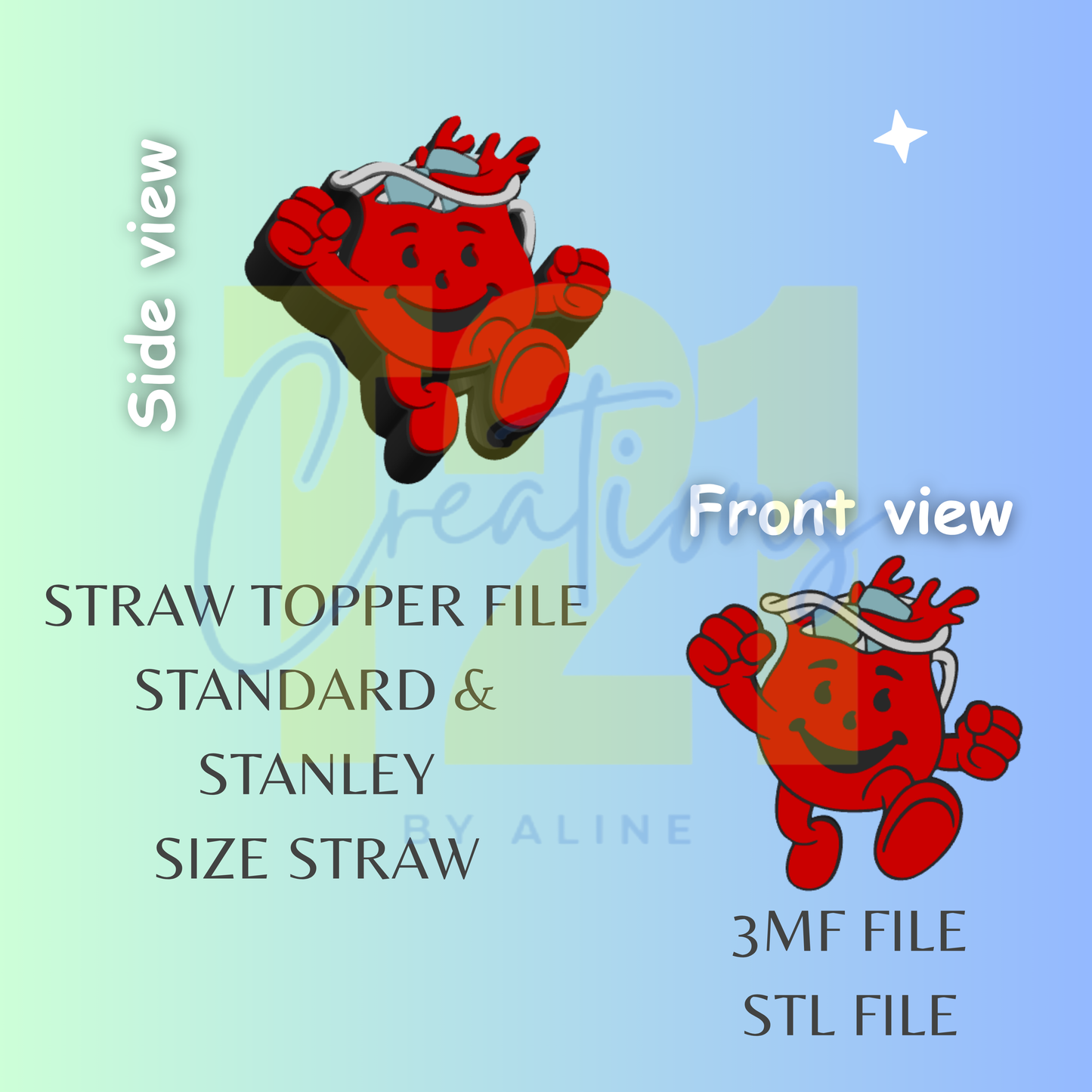 KOOL JUICE STRAW TOPPER STL FILE