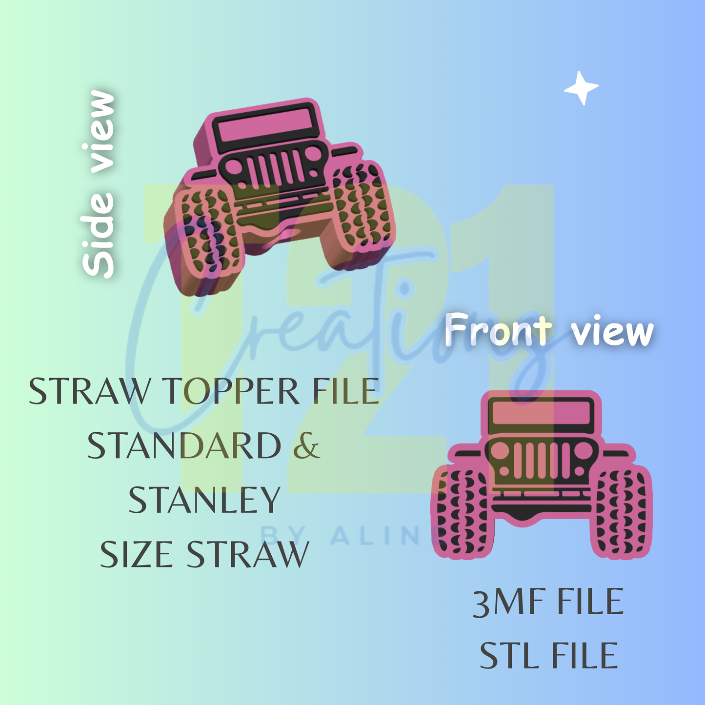 OFF ROAD STRAW TOPPER STL FILE