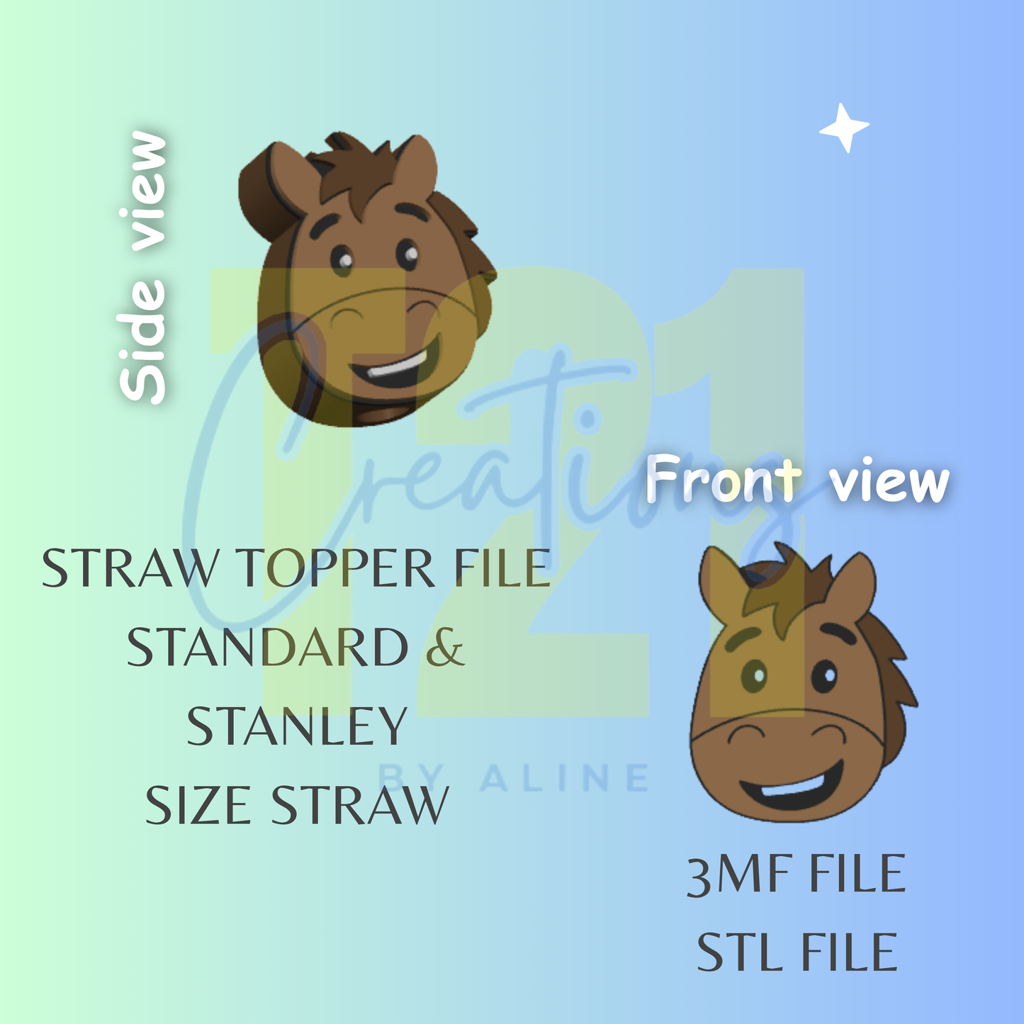 HORSE STRAW TOPPER STL FILE