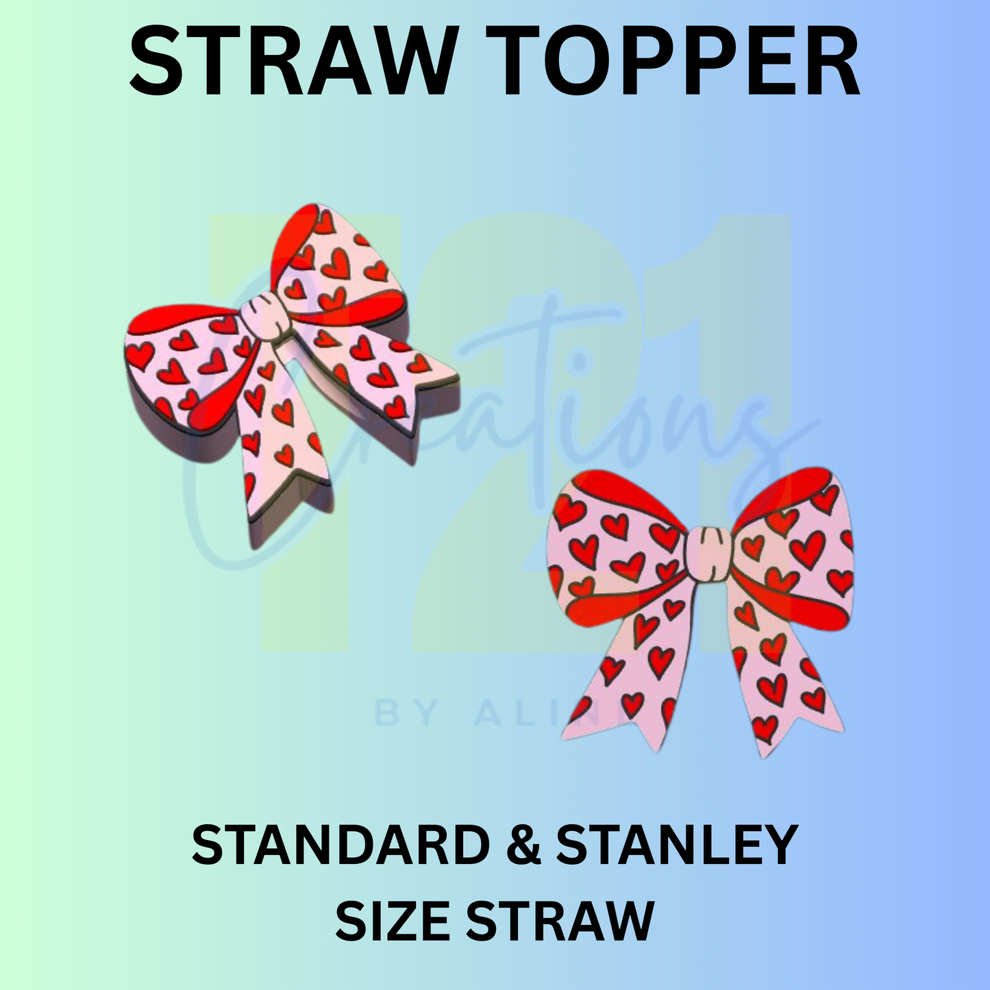 BOW WITH HEARTS STRAW TOPPER