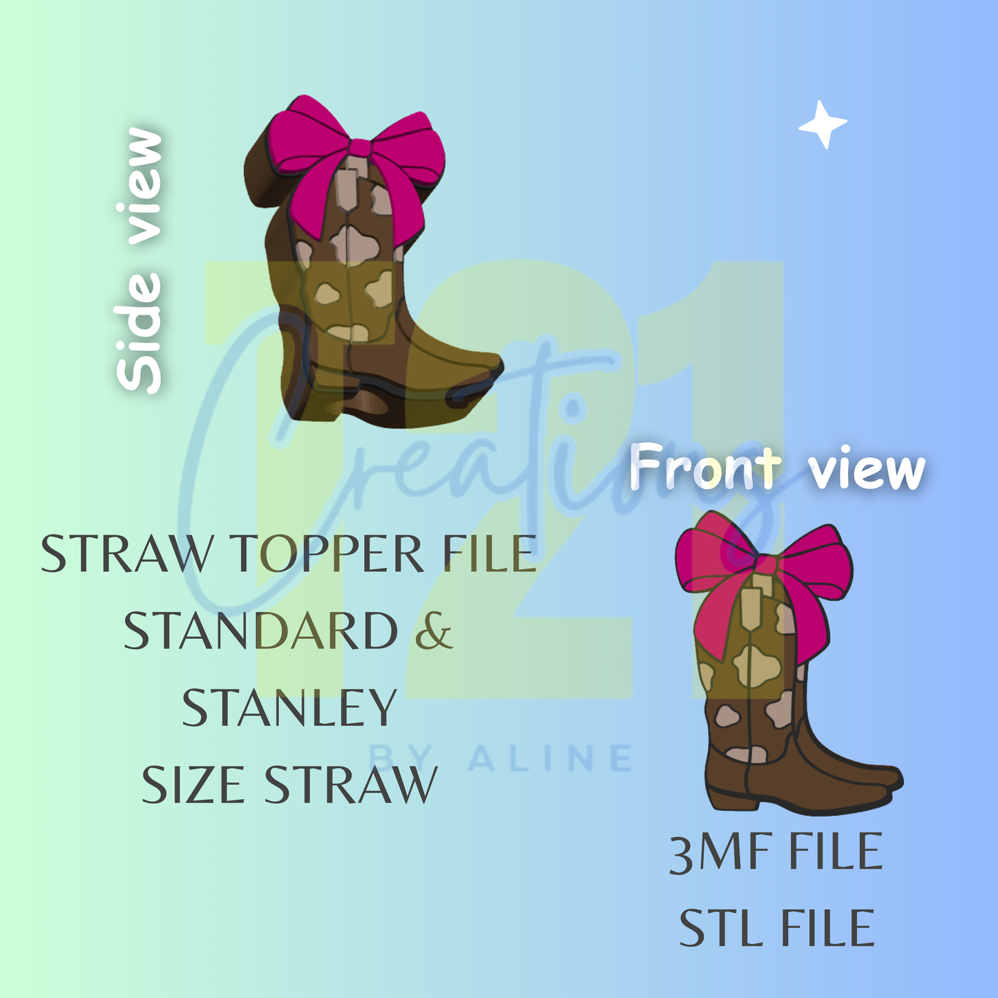 COQUETTE BOOT 2 STRAW TOPPER STL FILE
