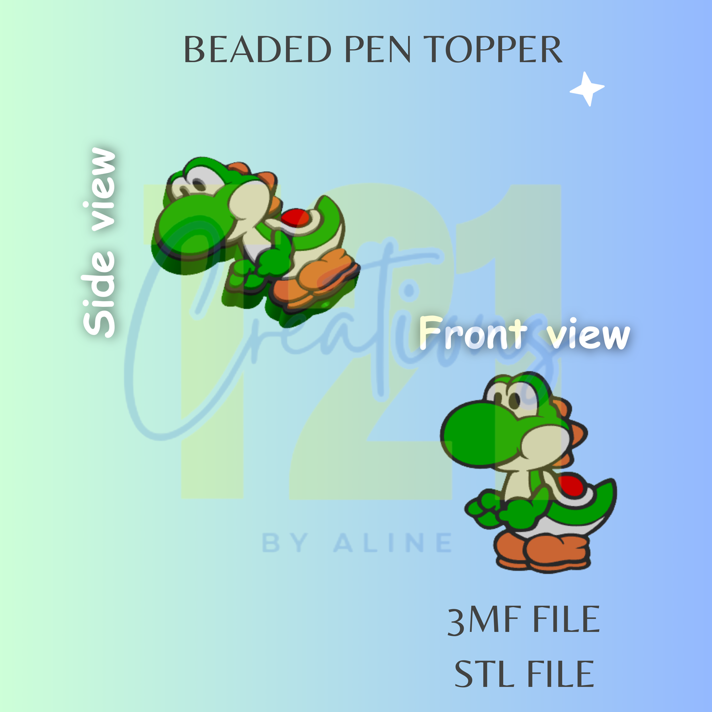 GREEN DINO PEN TOPPER STL FILE